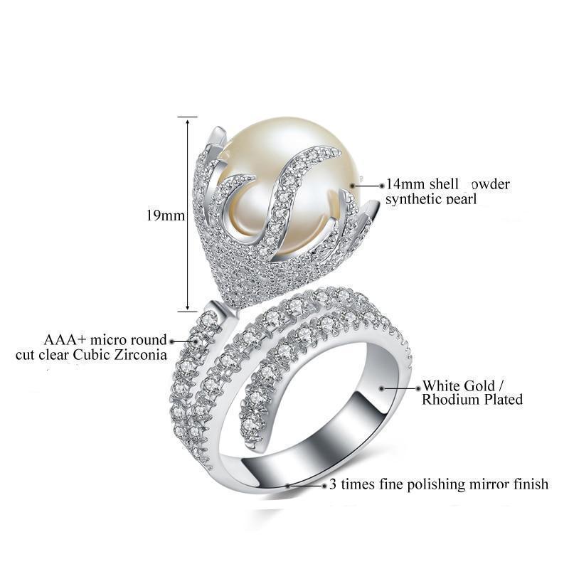 Fire Shaped Zirconia Pearl Ring